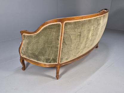 Vintage Danish Rococo Style Settee 3 Seat Green and Brown Floral EB9553 V3SS - UKDK FURNITURE