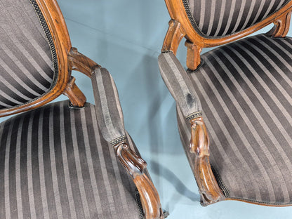 2 Antique Rococo Armchairs Walnut Frames 1880s Denmark Quality  EB111331 VCLO6