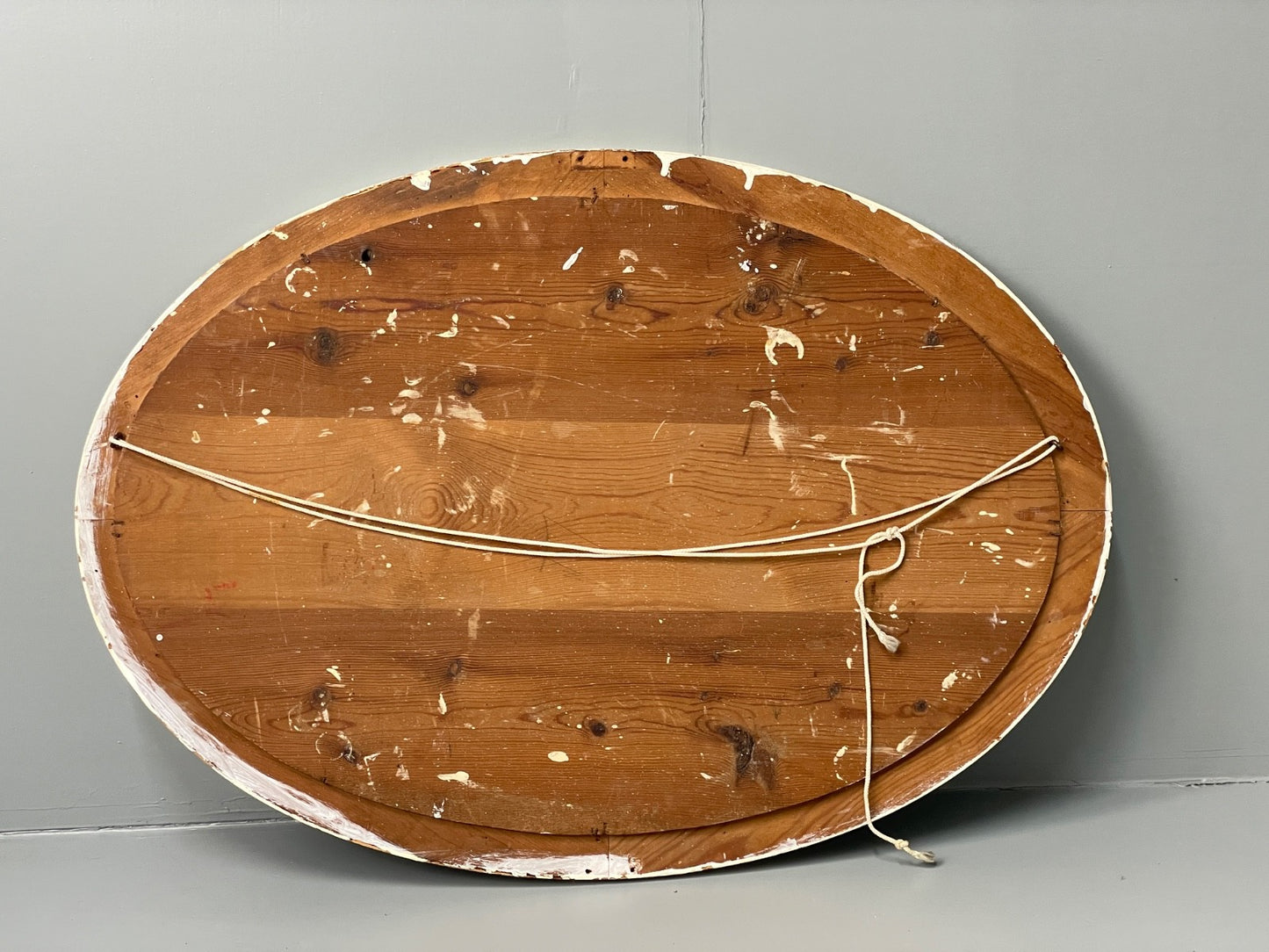 Antique Oval Wall Mirror White & Gold Painted Bevelled Patina EB11051 MWOO10