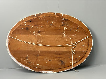 Antique Oval Wall Mirror White & Gold Painted Bevelled Patina EB11051 MWOO10