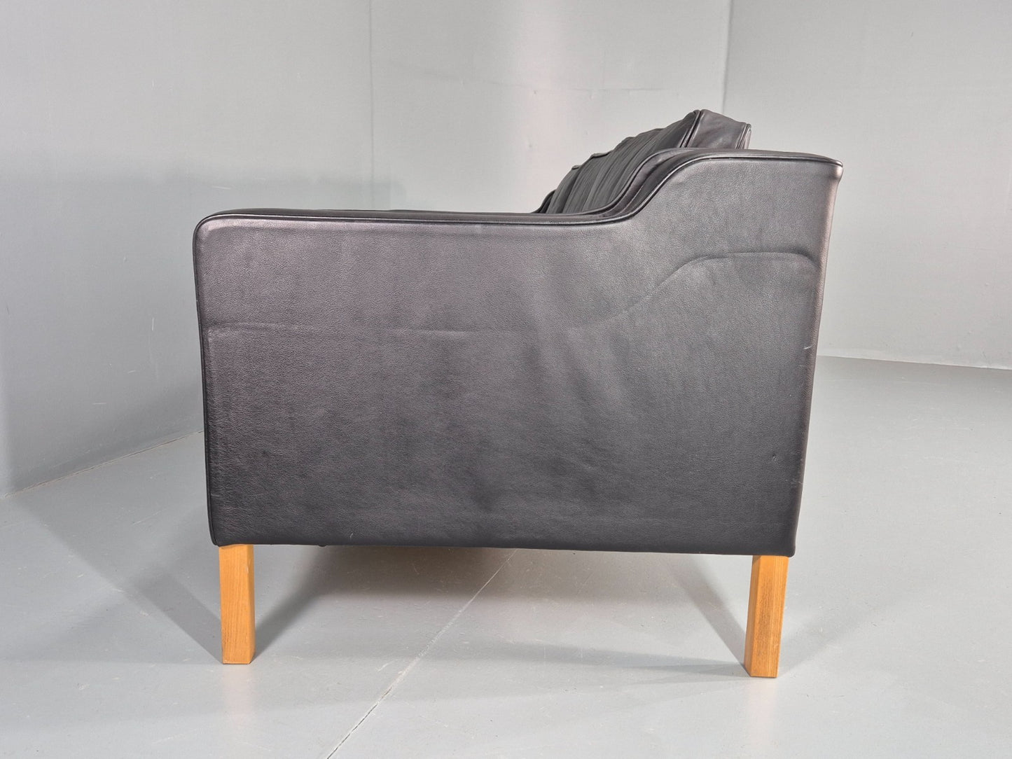 Vintage Danish 3 Seat Sofa Black Leather Mid Century Retro  EB10470 M3SS23