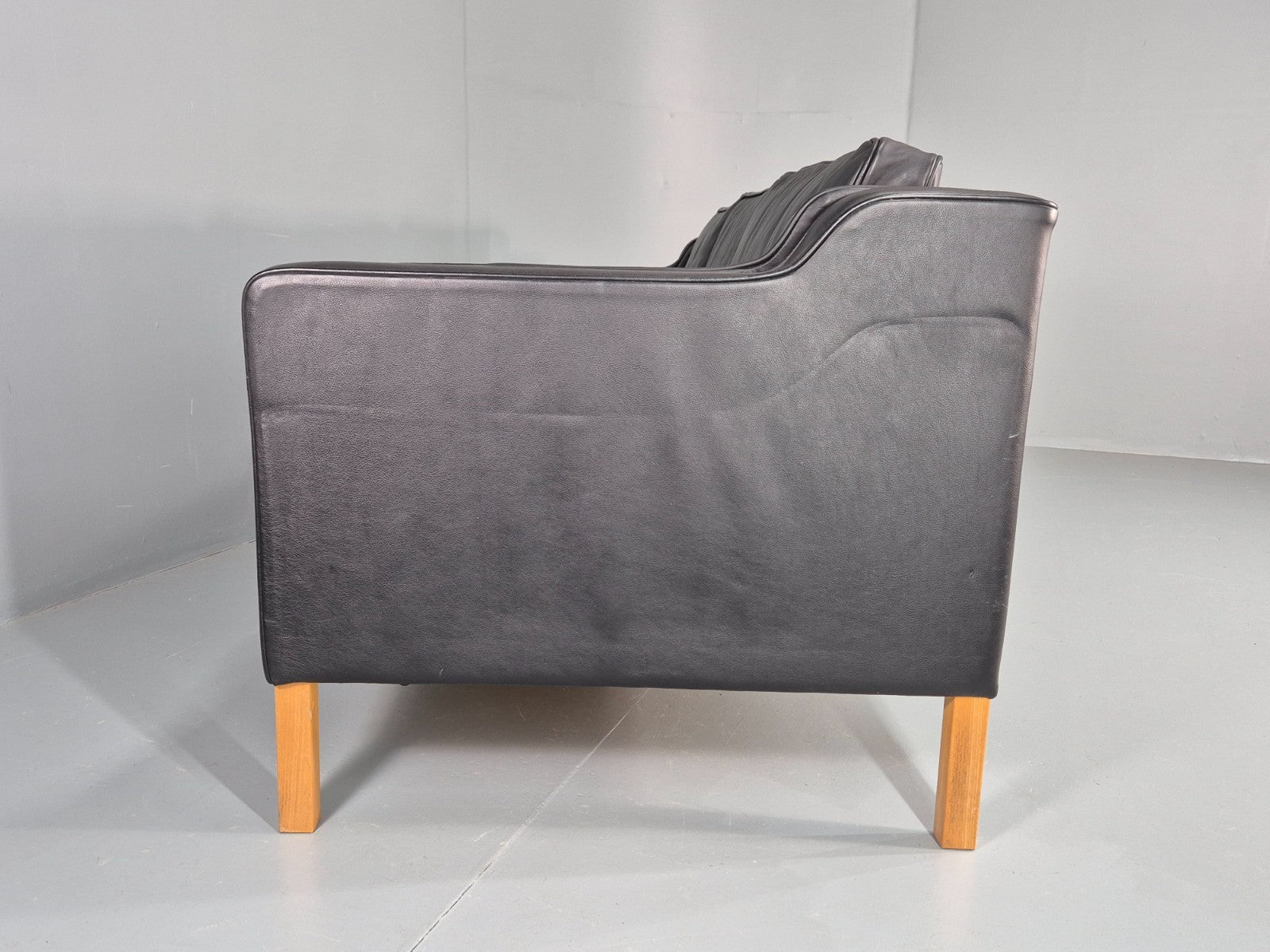 Vintage Danish 3 Seat Sofa Black Leather Mid Century Retro  EB10470 M3SS23