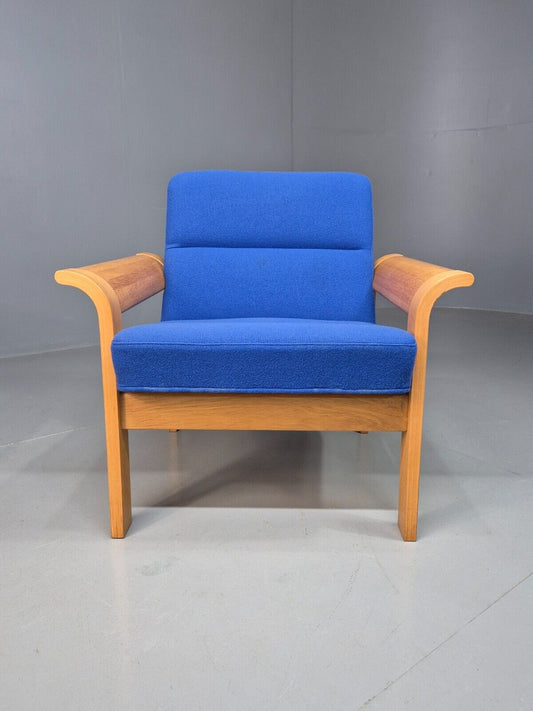 Vintage Danish Lounge Chair Blue Bentwood Magnus Olesen Retro 1970s EB8285 MNOR - UKDK FURNITURE