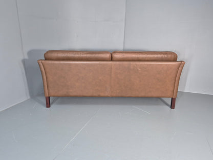 Vintage Danish 2.5 Seater Brown Leather 1970s Retro Mid Century EB11629 M3SS16
