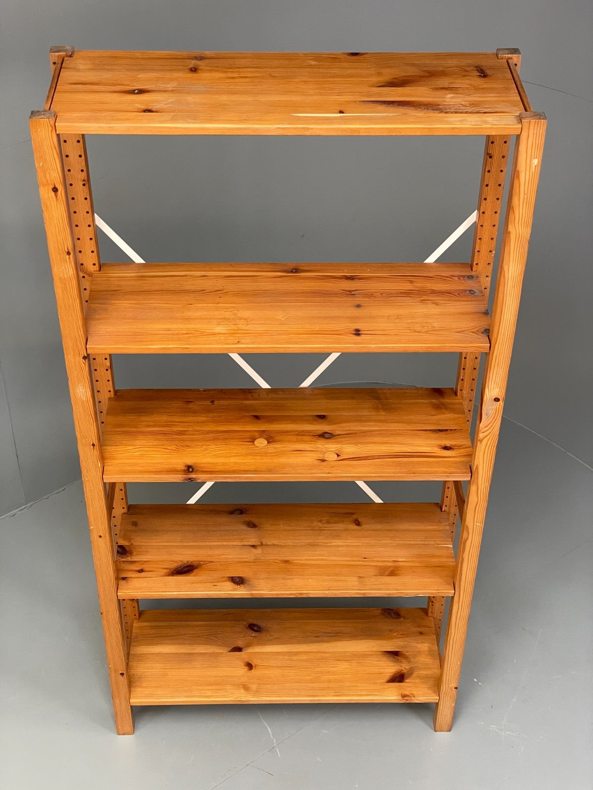 Pine Open Shelving Unit Adjustable Retro Scandi Solid EB11784 MWOO2