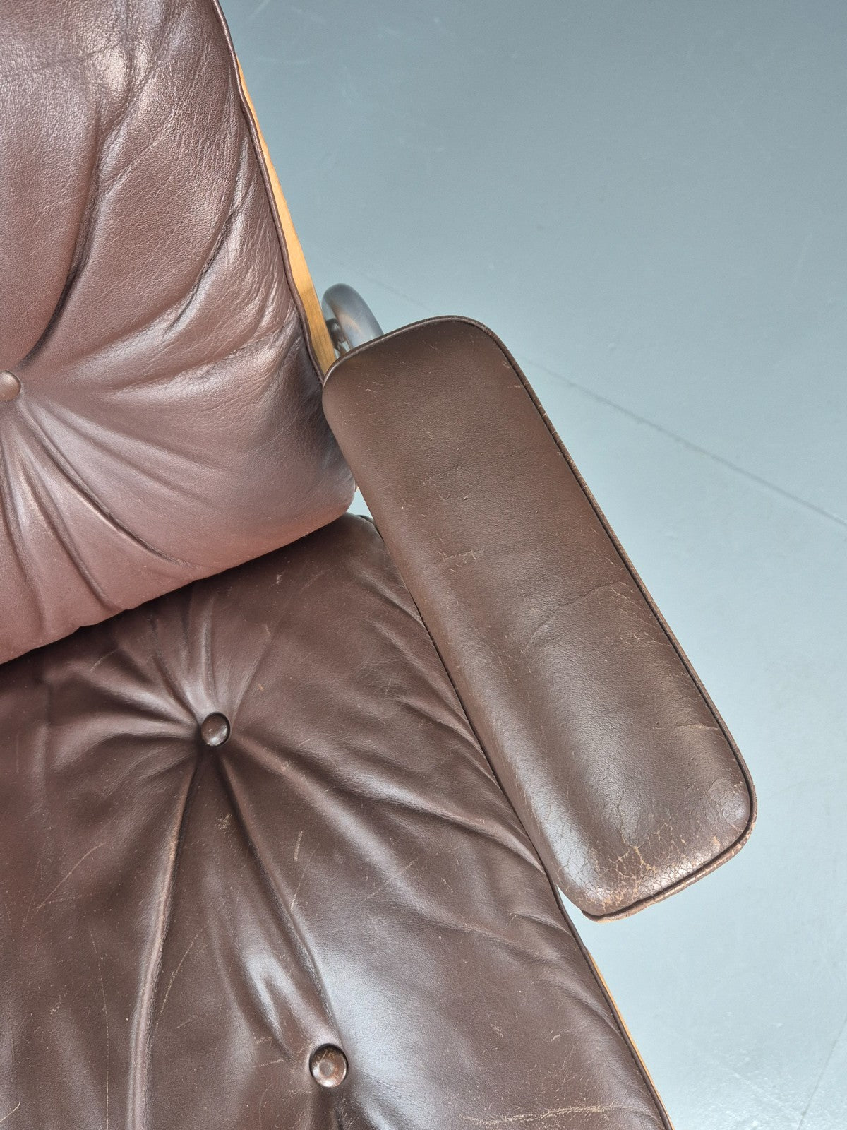 Stoll Giroflex Office Chair Vintage Brown Leather Swivel Reclining EB10998 MSWI4