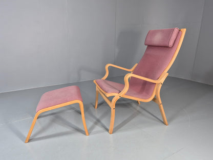 Vintage Danish Bentwood Chair and Footstool Ostergaard Style Retro EB11297 MBEN0