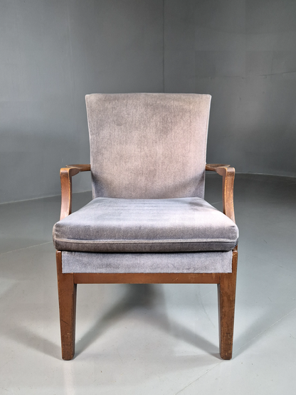 Vintage Lounge Chair Lilac Cotton Velour Beech Parker Knoll Retro EB7309 MNOR2