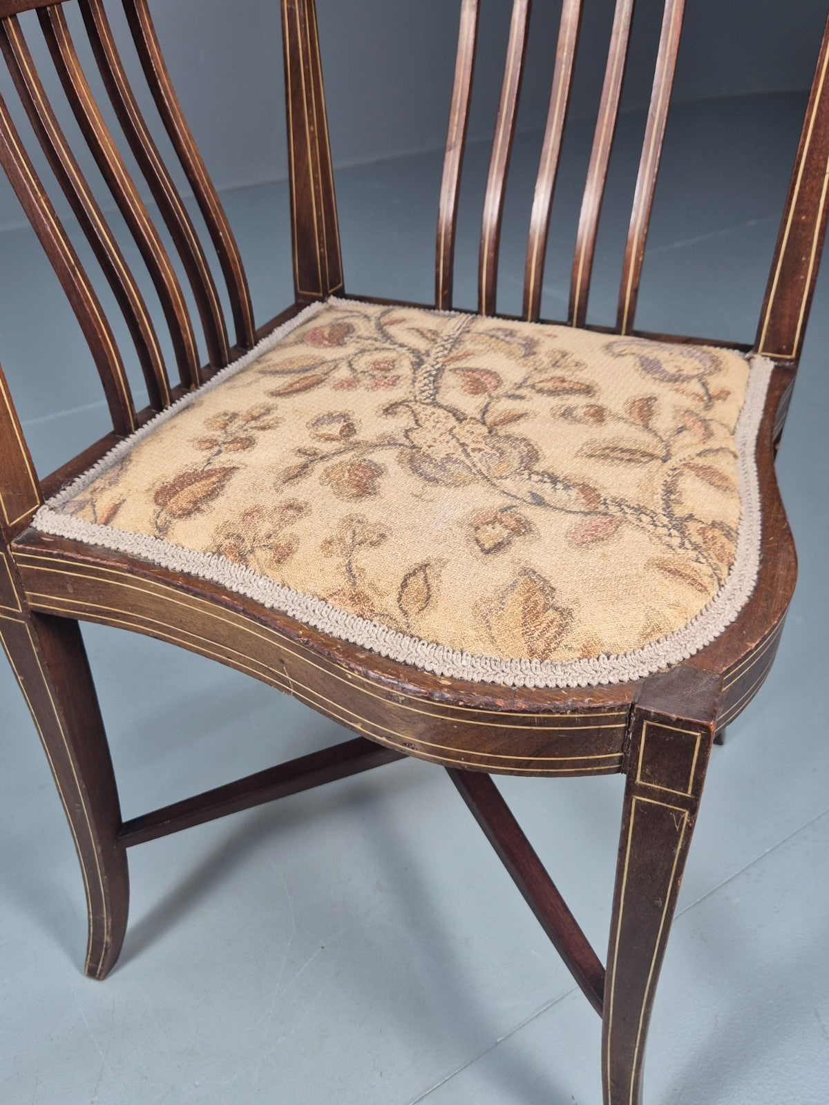 Edwardian Inlaid Corner Chair Mahogany Boxwood and Ivorine Antique EB10642 VDIN4