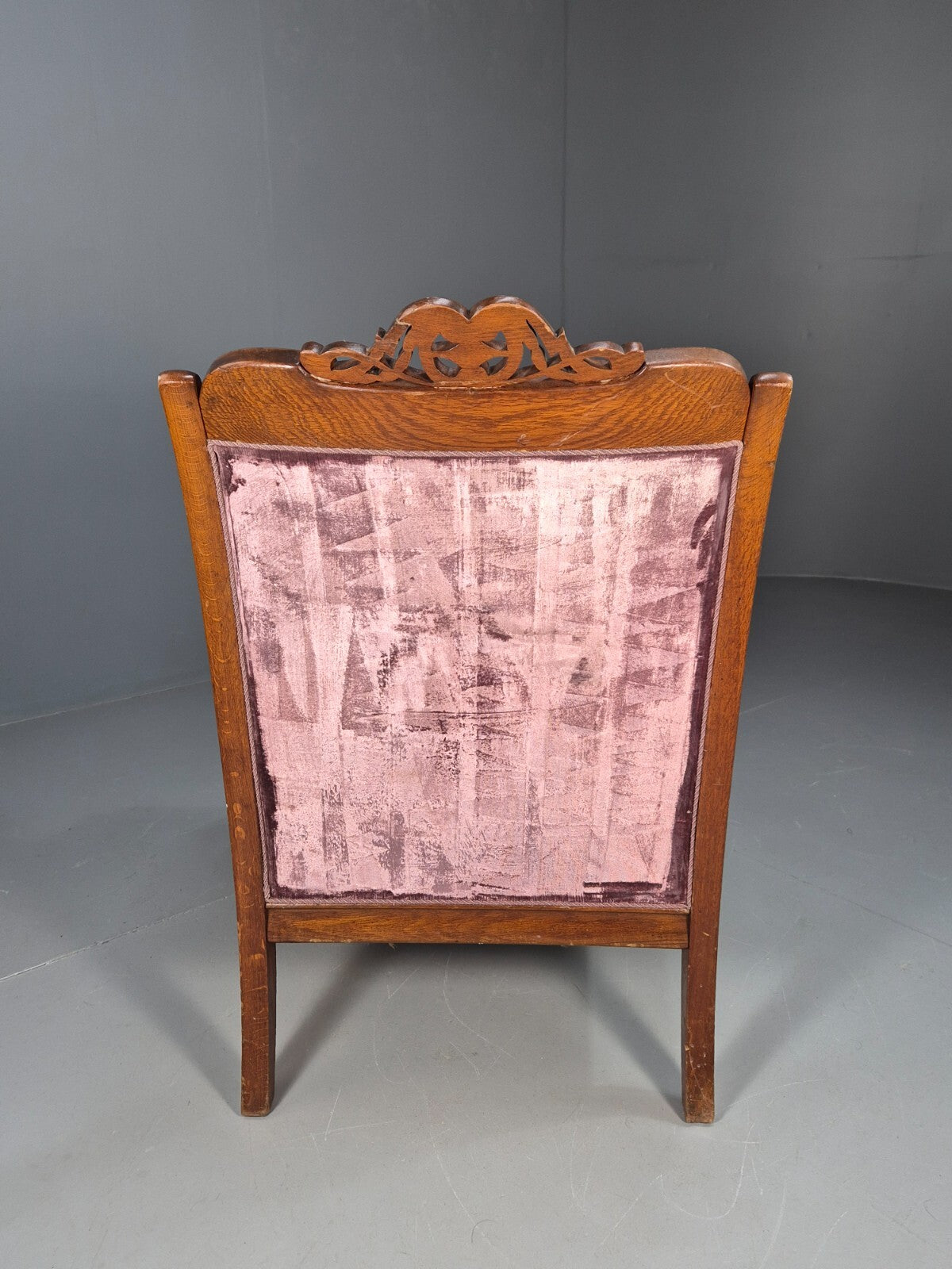 Vintage Danish Empire Chair Carved Oak Frame Purple Velvet Antique EB9616 VCAR - UKDK FURNITURE