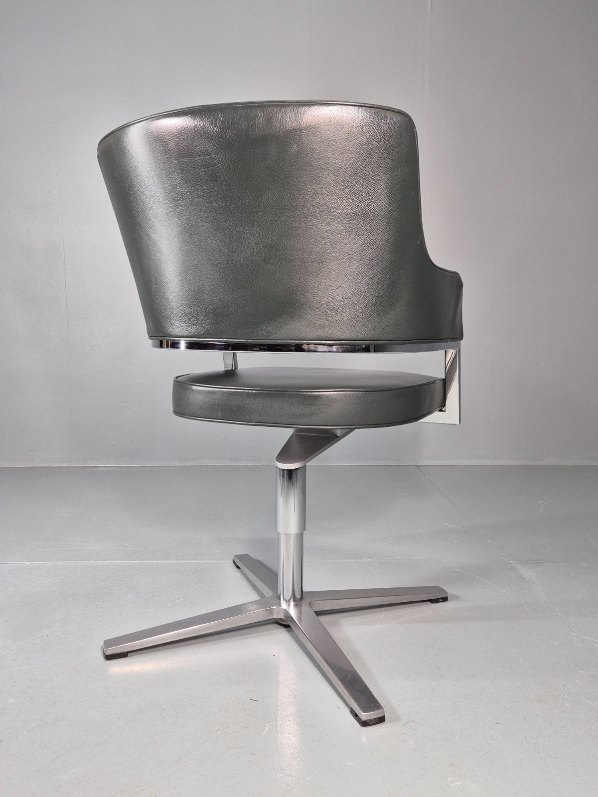 Leather Office Swivel Chair Dark Green Chrome Brunner Tempus Modern EB11714 MSWI7