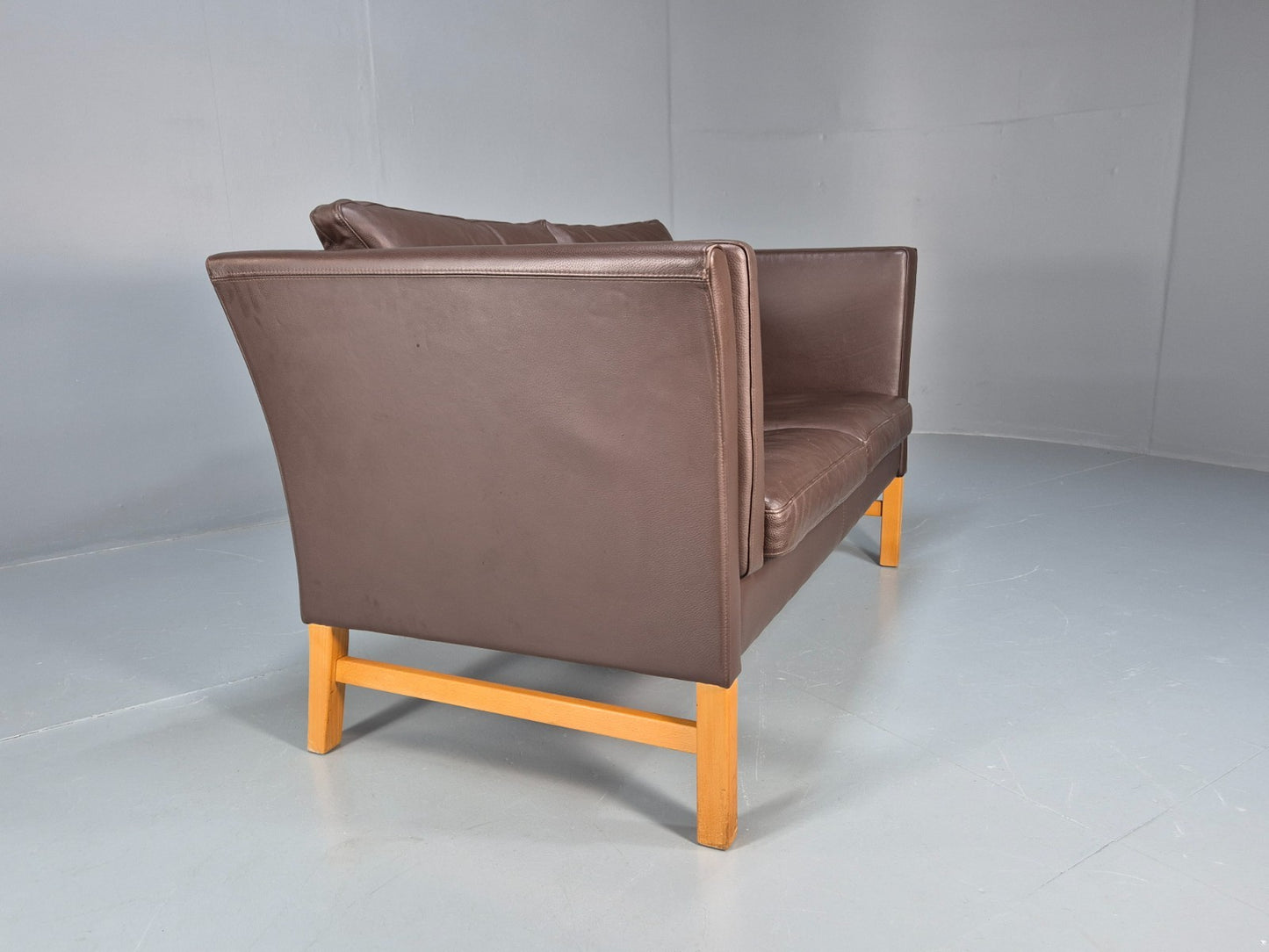 Mid Century Two Seater Sofa Vintage Danish Brown Leather Retro 1970 EB10094 M2SS9