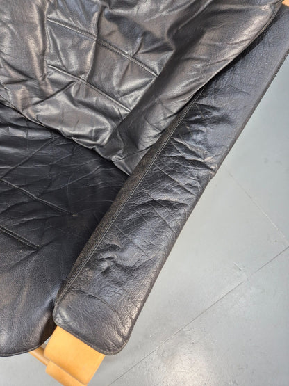 Vintage Skippers Apollo Chair Black Leather Bentwood Frame 1980s MCM EB9292 MBEN - UKDK FURNITURE