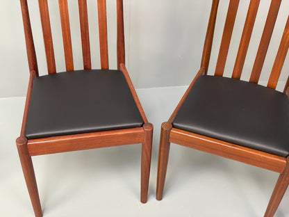 Vintage Meredew Dining Chairs Six Mahogany Teak 1970s Black Vinyl EB9726 MDIN - UKDK FURNITURE