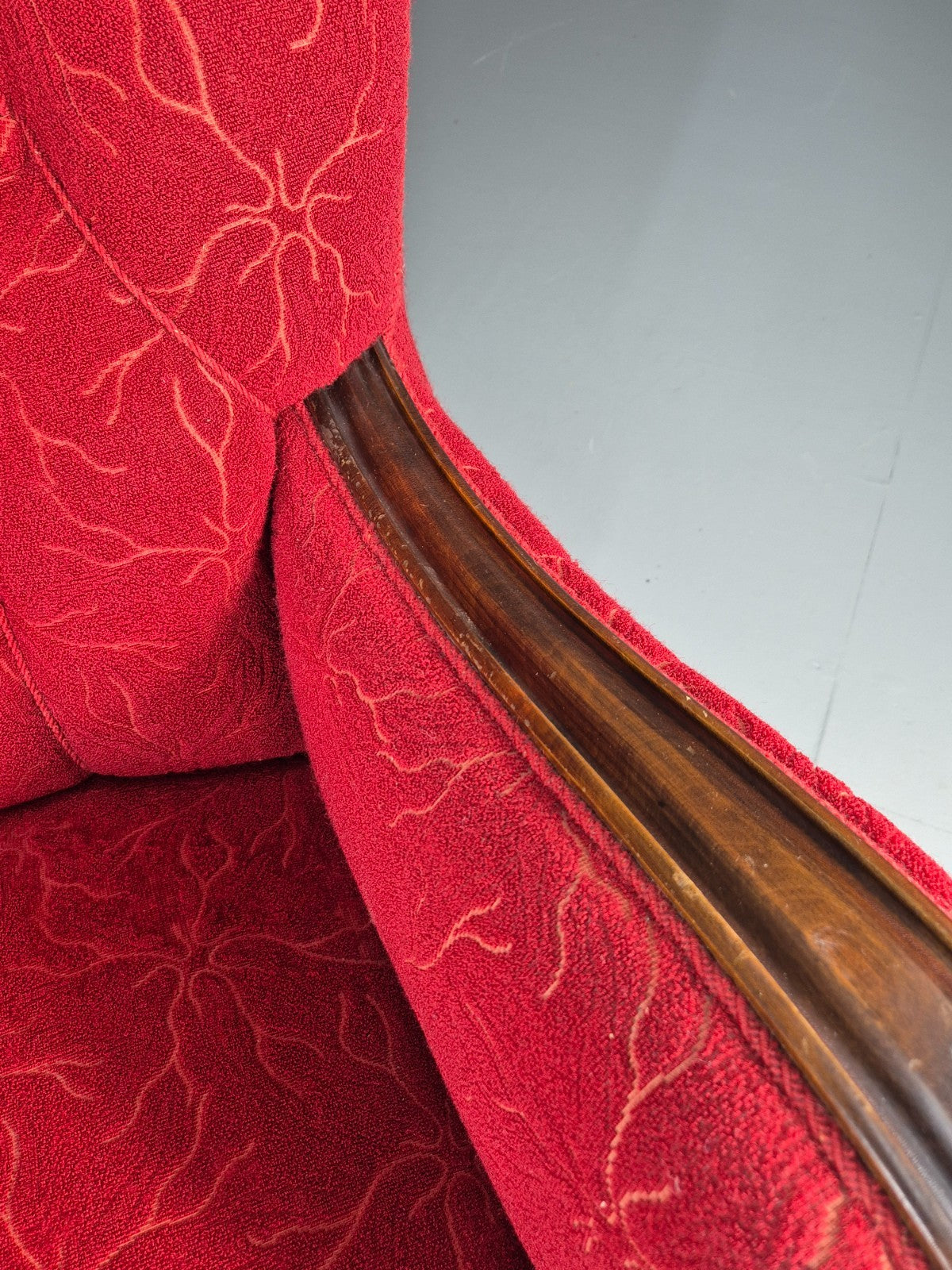 Vintage Art Deco Danish Lounge Chair Red Moquette 1930s EB11394 VCLO15