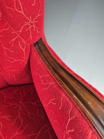Vintage Art Deco Danish Lounge Chair Red Moquette 1930s EB11394 VCLO15