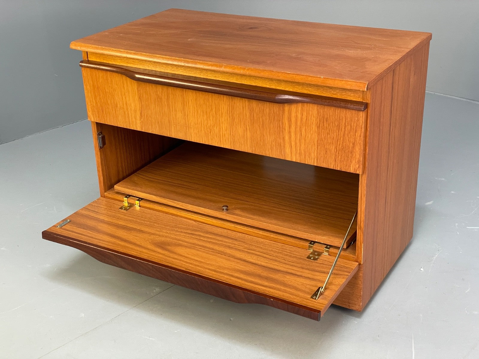 Vintage Teak Media Unit 1970s Retro Drawer EB10010 MWOO - UKDK FURNITURE