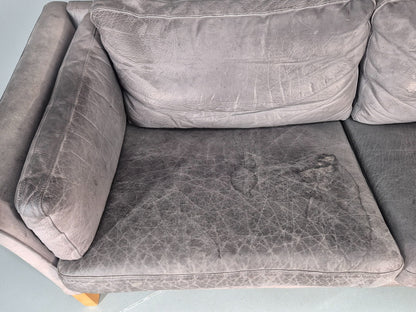 Vintage Mogens Hansen 2.5 Seat Settee Grey Leather 1980s Retro EB11645 M3SS6