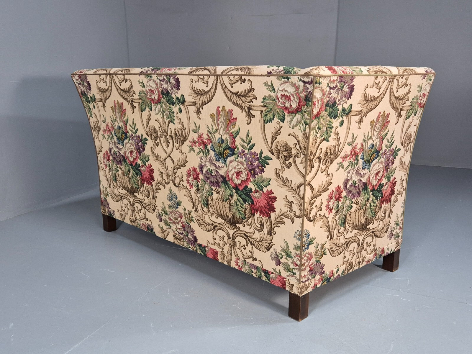 Vintage 1940s Danish 2 Seat Sofa Classical Floral Upholstery EB9659 V2SS - UKDK FURNITURE