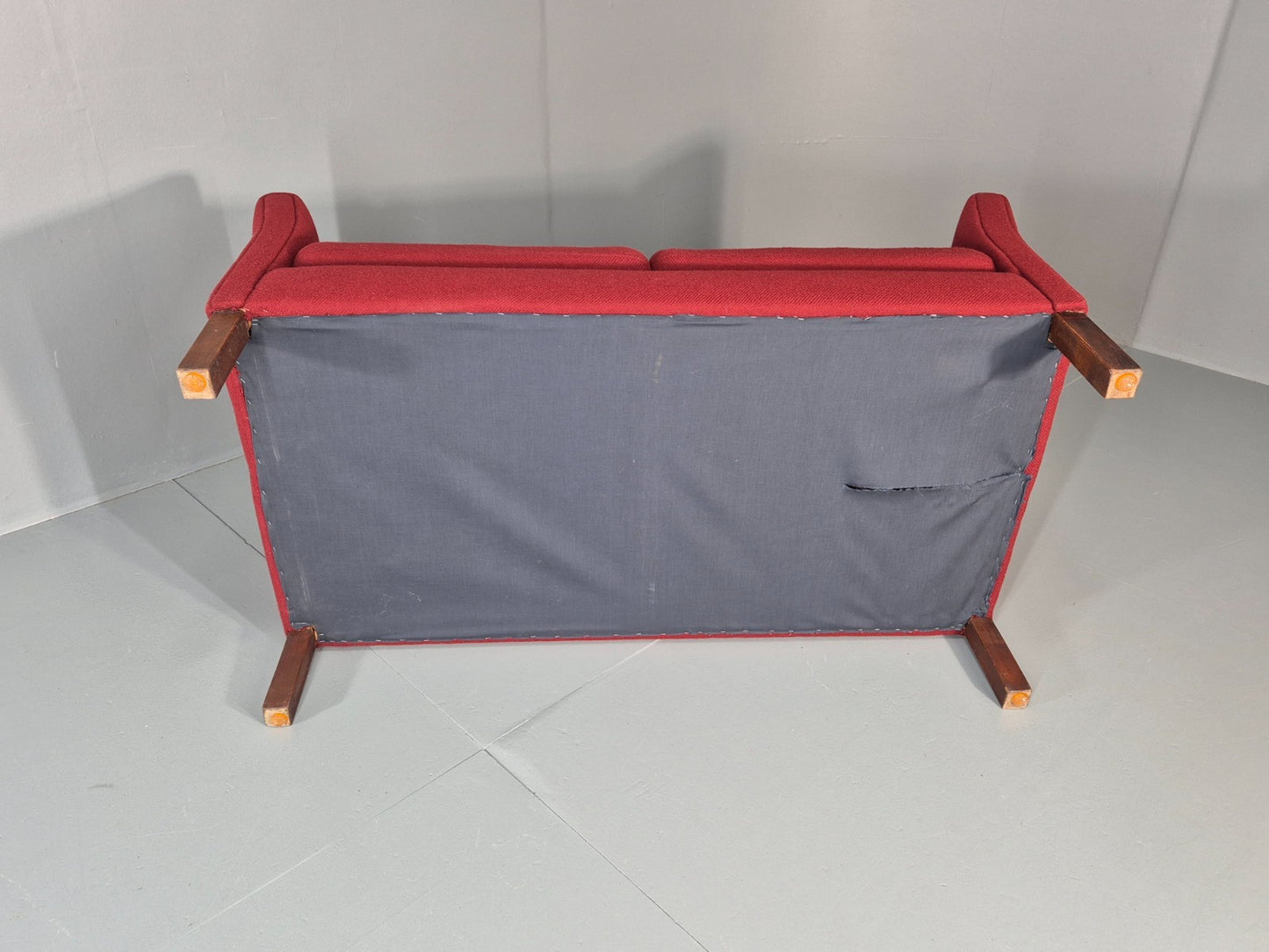 Vintage Danish Two Seater Sofa Mid Century Modern Retro Red Wool EB11363 M2SS8