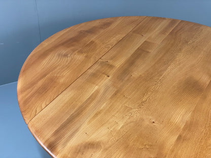 Vintage Ercol Circular Table Drop-Leaf Solid Blond Elm 1960s EB11053 MWOO3