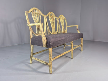 Hepplewhite Three Seater Settee New Grey Upholstery Reproduction  EB10993 VWOO9