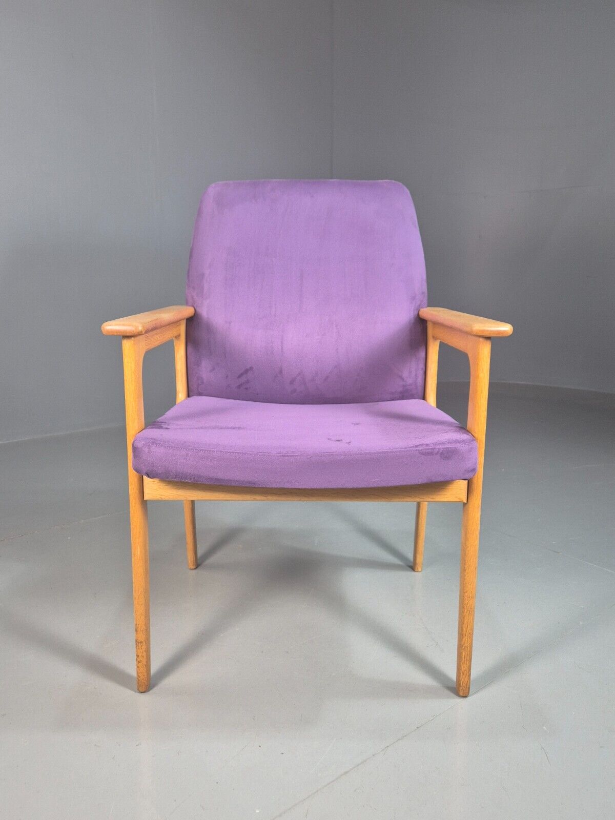 Vintage Danish Elbow Chair Purple Oak Frame O D Mobler Retro MCM EB8000 MNOR - UKDK FURNITURE