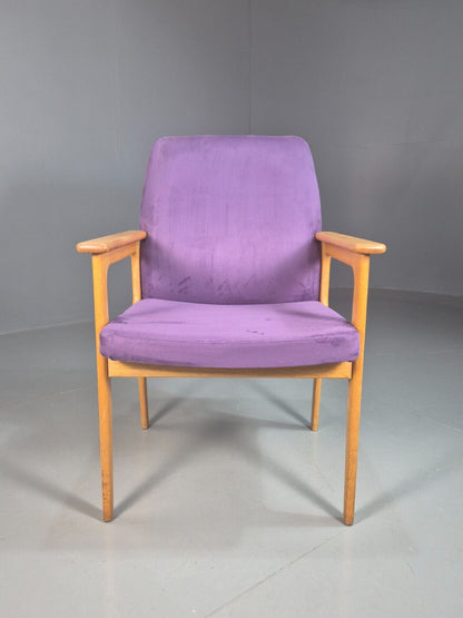 Vintage Danish Elbow Chair Purple Oak Frame O D Mobler Retro MCM EB8000 MNOR - UKDK FURNITURE