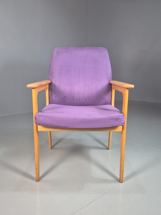 Vintage Danish Elbow Chair Purple Oak Frame O D Mobler Retro MCM EB8000 MNOR - UKDK FURNITURE