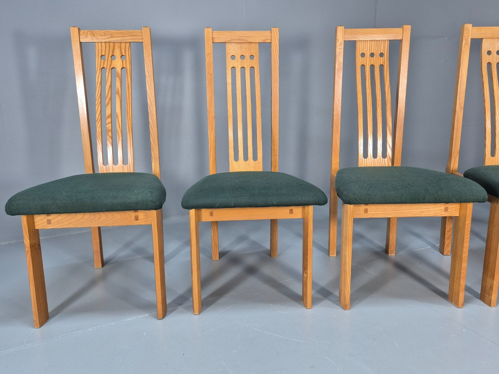 6 Vintage John Barnard Dining Chairs in Ash and Green Modern Design EB9676 MDIN - UKDK FURNITURE