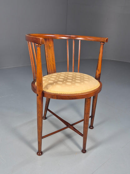 Edwardian Art Nouveau Corner Chair Mahogany Frame Tulip Inlay 1900s EB10715 VDIN4