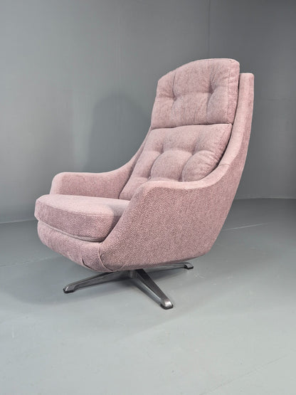 Vintage Mid Century Swivel Bucket Chair Danish 1970s New Upholstery EB11819 MSWI8