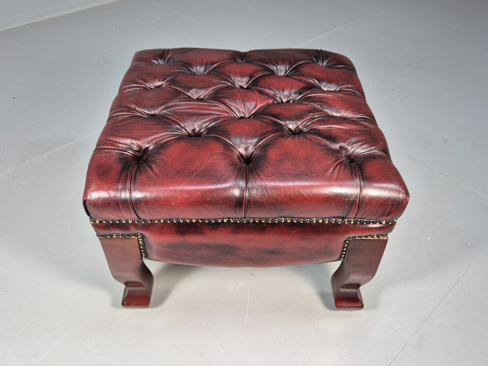 Vintage Oxblood Chesterfield Footstool Danish Retro Antique Style EB9665 MFOO - UKDK FURNITURE