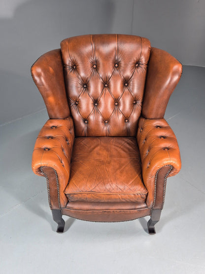 Vintage Leather Wing Back Club Chair  Denmark Chesterfield Style  EB10732 VLEA2