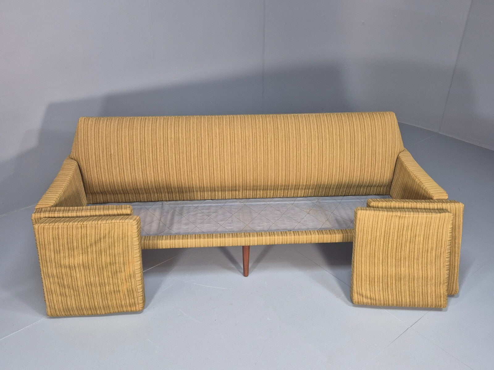 Danish 1960s 4 Seat Sofa Green Wool Teak Legs Retro Mid Century EB9746 M4SS - UKDK FURNITURE