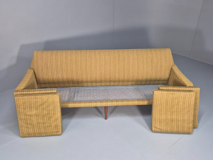 Danish 1960s 4 Seat Sofa Green Wool Teak Legs Retro Mid Century EB9746 M4SS - UKDK FURNITURE