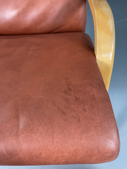 Vintage Danish Lounge Chair Brown Leather Bentwood Stouby Retro MCM EB6648 MBEN17