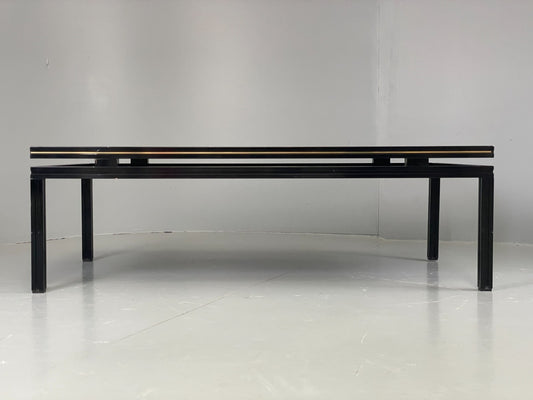 Vintage 1970s Coffee Table Pierre Vandel Black Gold Glass 1970s EB11812 MWOO1