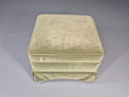 Vintage 1970s Footstool Pouffe Green Velour Retro EB11483 MFOO3