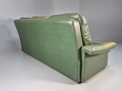 Vintage Green Leather Sofa 1970s Harrods Retro MCM EB9475 M3SS - UKDK FURNITURE