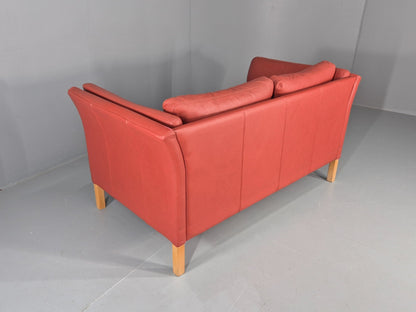 Vintage Danish 2 Seater Danish Skalma Red Leather 1980s Retro MCM EB10512 M2SS16