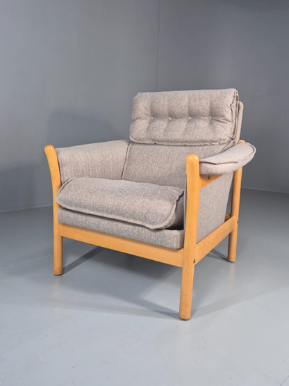 Vintage Lounge Chair Mid Century Danish Beech Frame New Upholstery EB11314 MNOR2
