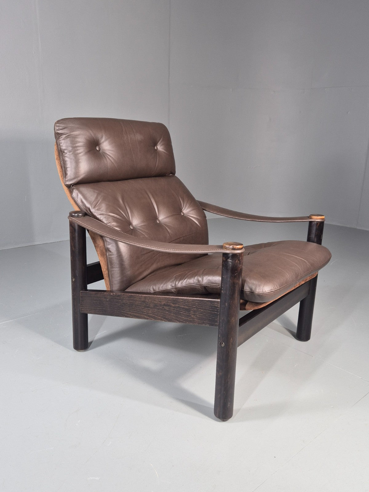 Vintage Leather Lounge Chair Gehl and Nissen Jeki Mid Century Retro EB11480 MNOR6