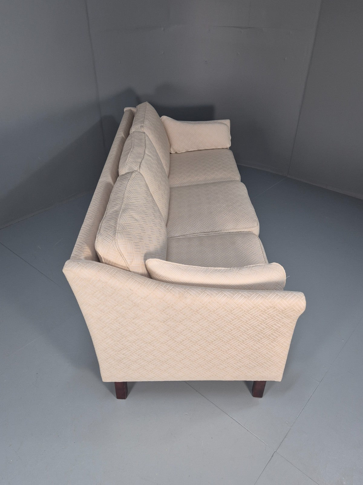 Vintage 3 Seater Sofa Retro Danish Cream Patterned Fabric EB10520 M2SS13