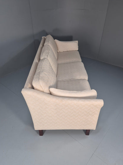 Vintage 3 Seater Sofa Retro Danish Cream Patterned Fabric EB10520 M2SS13
