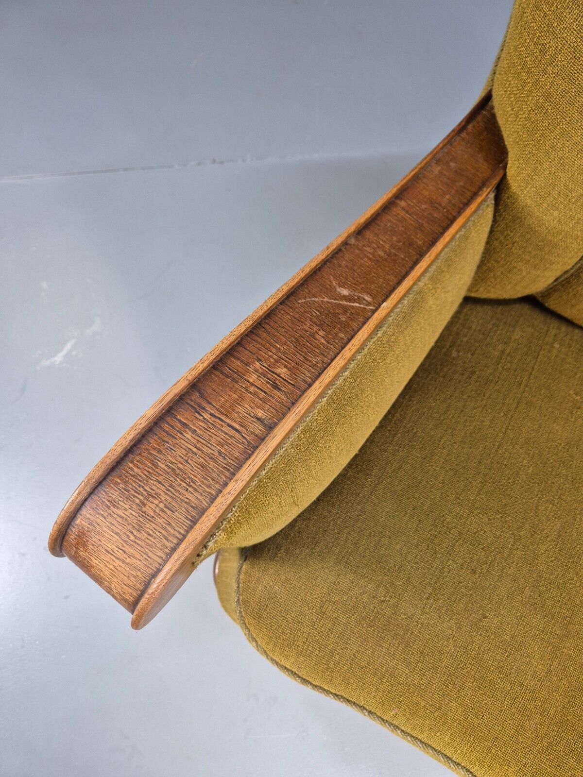 Art Deco Danish Oak Lounge Chair Green Wool 1940s Retro EB9047 VCLO - UKDK FURNITURE
