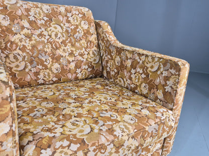 Vintage Danish 1970s Lounge Chair Floral Upholstery Mid Century EB11922 MNOR3