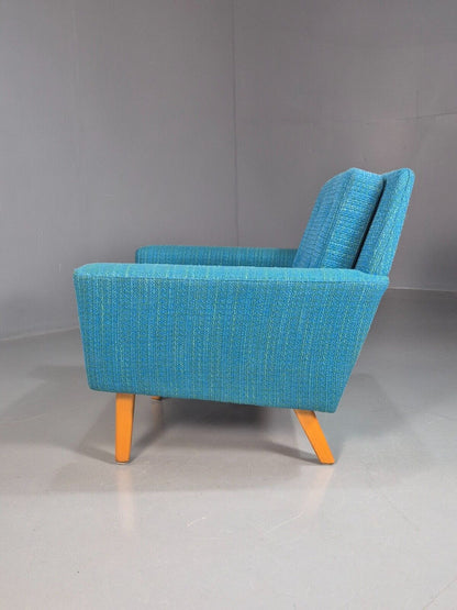 Vintage Swedish Lounge Chair Blue Wool Retro 1960s MCM EB7894 MNOR - UKDK FURNITURE