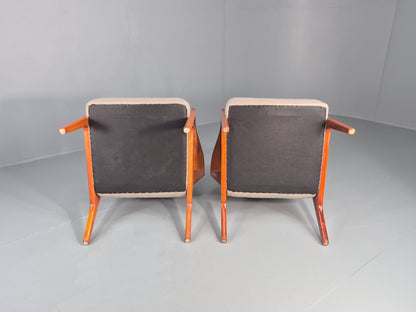 2 Vintage Mid Century Lounge Chairs Teak Frames New Upholstery  EB11086 MNOR12