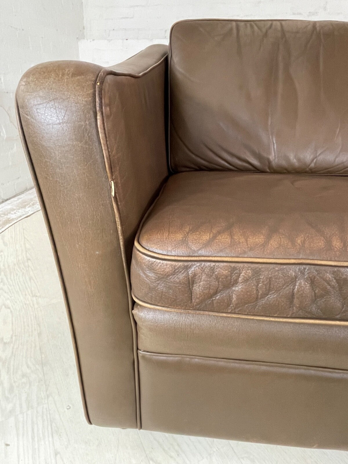 Leather Two Seat Sofa Vintage Danish 1970s Retro Thams Style EB4087 M2SS4